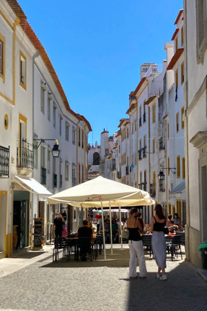 Evora, Portugal: 09/05/2021: View of the Giraldo square located on Evora, Portugalのeditorial素材