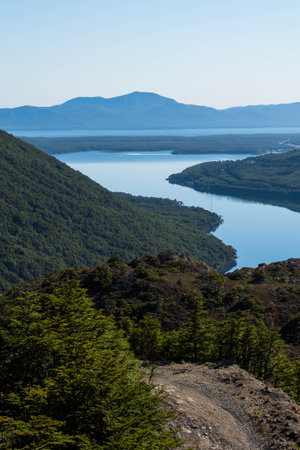 Lapataia bay landscape, Tierra del Fuego. Landscape of the Atlantic Ocean in Ushuaia, Argentina landmark.の写真素材