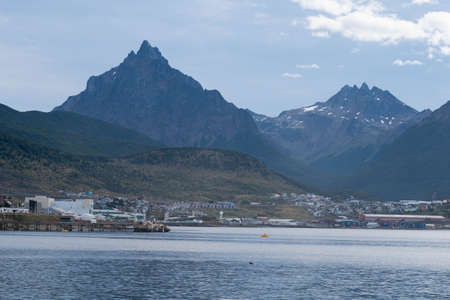 Lapataia bay landscape, Tierra del Fuego. Landscape of the Atlantic Ocean in Ushuaia, Argentina landmark.の写真素材