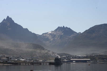 Lapataia bay landscape, Tierra del Fuego. Landscape of the Atlantic Ocean in Ushuaia, Argentina landmark.の写真素材