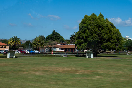 Rotorua, New Zealand: 09 May 2018: daily life around the beautiful Government garden and ancient bath houseのeditorial素材