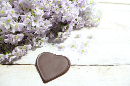 Floral greeting with heartの写真素材