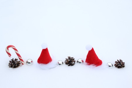 Christmas decoration in the snowの写真素材