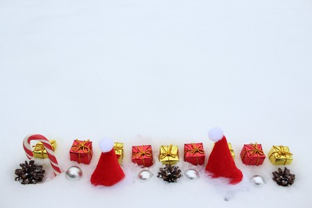 Christmas decoration in the snowの写真素材