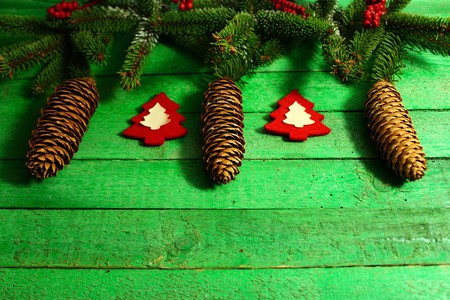 Christmas background with spruce conesの写真素材