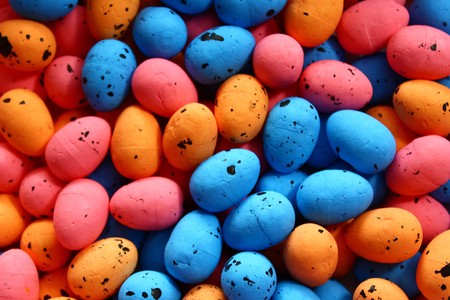 Many colorful easter eggs