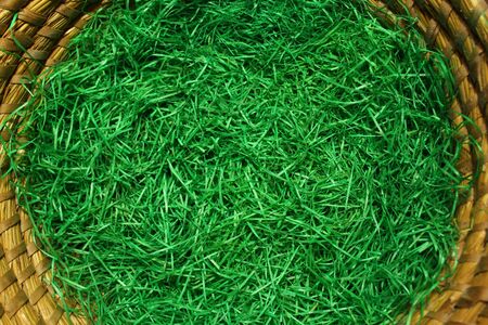 Easter basket with easter grass