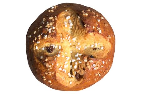 Easter bread in front of a white backgroundの写真素材