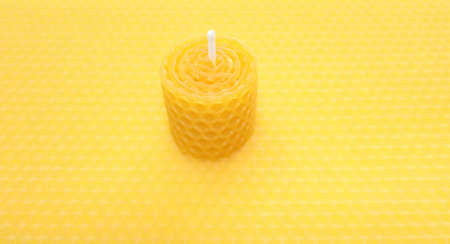 homemade wax candles and wax sheetsの写真素材