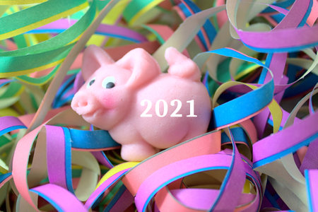 new year wishes with a marzipan pig