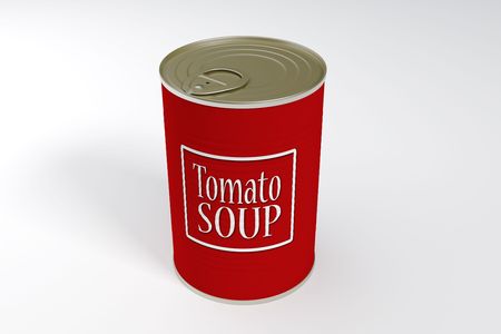 A can of tomato soup isolated with clipping path