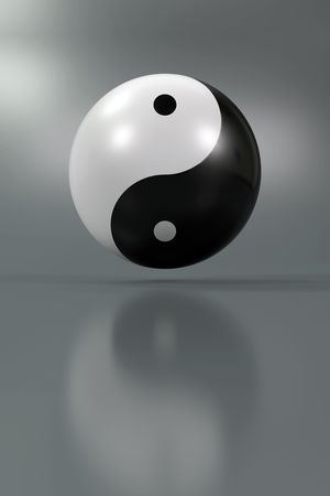 Modern Yin Yang symbol on a diffuse backgroundの写真素材