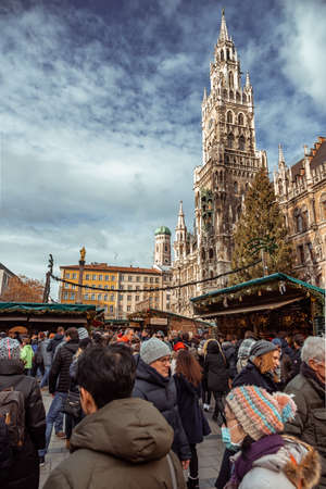 Marienplatz at Christmas in Munichのeditorial素材