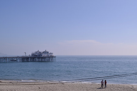 View of the pier in Venice Beach, Los Angeles, California.の写真素材