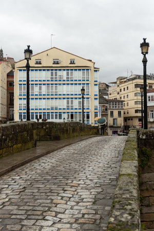 Street view of the old town of Monforte de lemos.