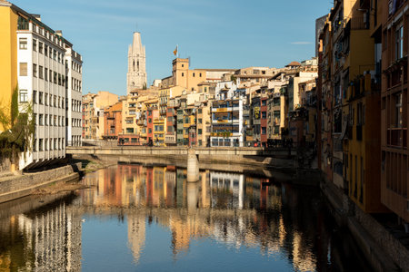 Ponte Vecchio in Girona, Catalonia, Spain.