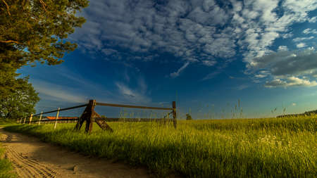 Summer holiday view of an idyllic farm