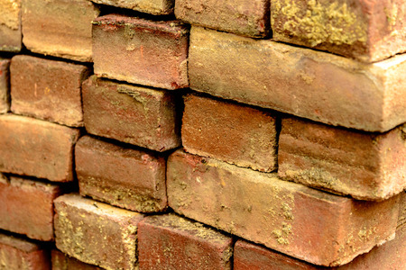 bricks stacked at a construction site