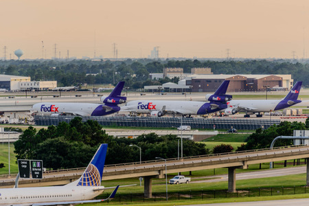 airplanes on the ramp at Houston Intercontinental Airportのeditorial素材