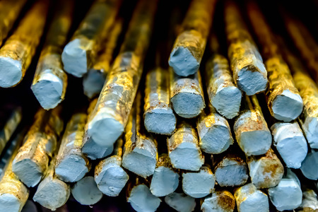 building supplies, pile of oxidizing construction rebar