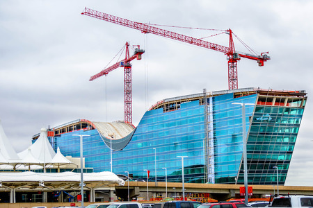 DIA, DEN, Denver International Airport, Colorado - new modern glass hotel addition to the airportのeditorial素材