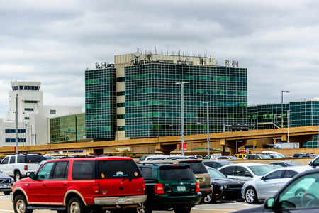 DIA, DEN, Denver International Airport, Colorado - new modern glass hotel addition to the airportのeditorial素材