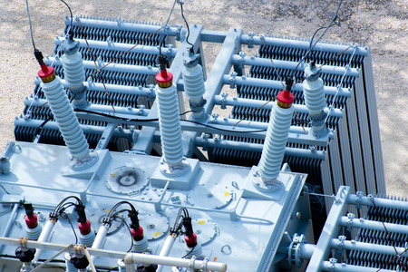 electrical power substation, transformers, insulators