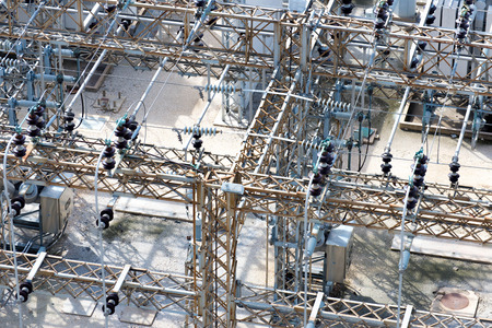 electrical power substation, transformers, insulators