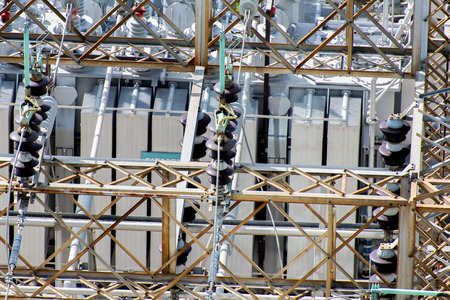 electrical power substation, transformers, insulators