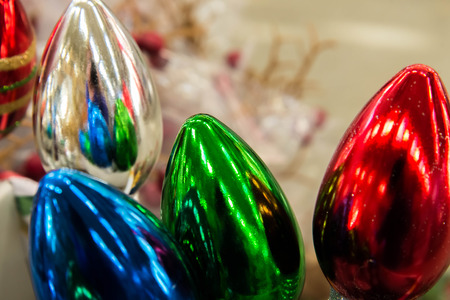 Christmas decorations - multi colored bulbsの写真素材