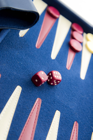 board games - red white and blue backgammon set in play