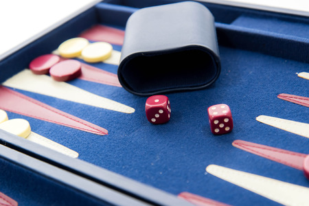 board games - red white and blue backgammon set in play