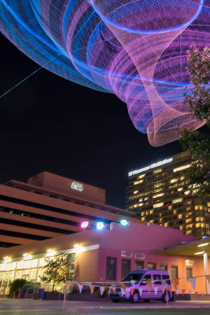 ASU net sculpture at night in Phoenix, Arizonaのeditorial素材