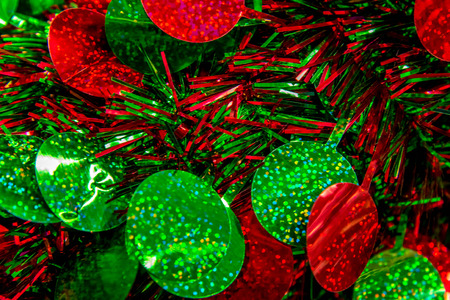 Holiday decorations -  red and green garland with circlesの写真素材