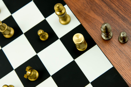 Classic chess game  - captured pieces on side of the chessboardの写真素材