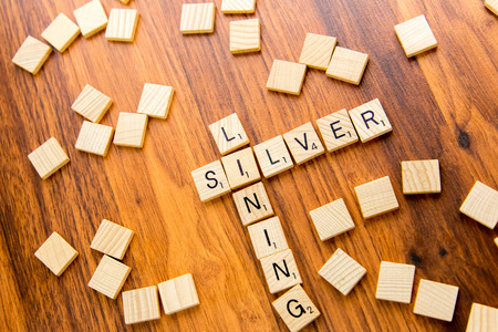 Scrabble tiles spelling SILVER LININGのeditorial素材