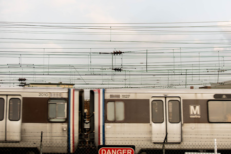 Washington, DC: Trains and overhead power cables near Union Stationのeditorial素材