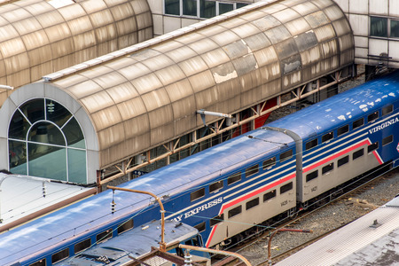 October 2, 2014: Washington, DC - Trains pulled into Union Stationのeditorial素材