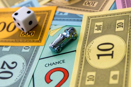 February 8, 2015 - Houston, TX, USA.  Monopoly game board with car on Chanceのeditorial素材