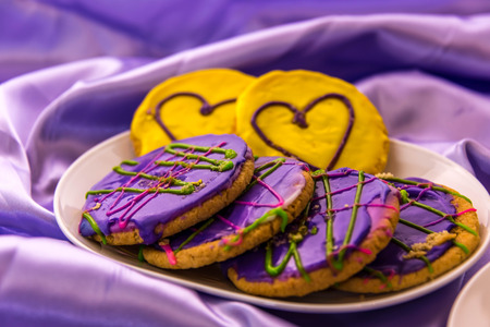 Mardi Gras decorated and frosted cookies