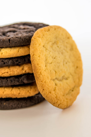stacked chocolate and sugar cookies