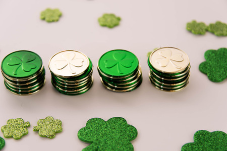 Saint Patricks Day - gold coins and shamrock