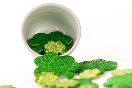 Saint Patricks Day - gold coins and shamrockの写真素材