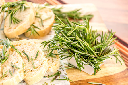 a fresh baked loaf of rosemary breadの写真素材