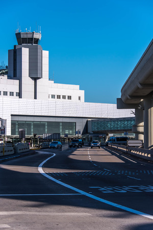 SFO, San Francisco International airport, USA - March 4, 2015: exterior view of control towerのeditorial素材