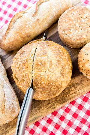 an assortment of fresh baked breadsの写真素材