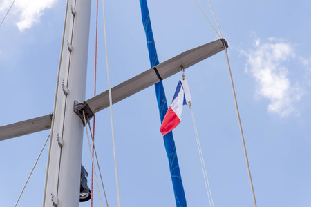 sailing a yacht in the open oceanの写真素材