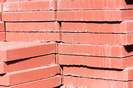 outdoor building materials - stacked concrete masonry paversの写真素材