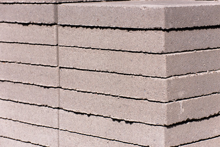 outdoor building materials - stacked concrete masonry paversの写真素材