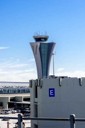 San Francisco International airport control towerのeditorial素材